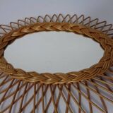 Italian rattan mirror, 1960s