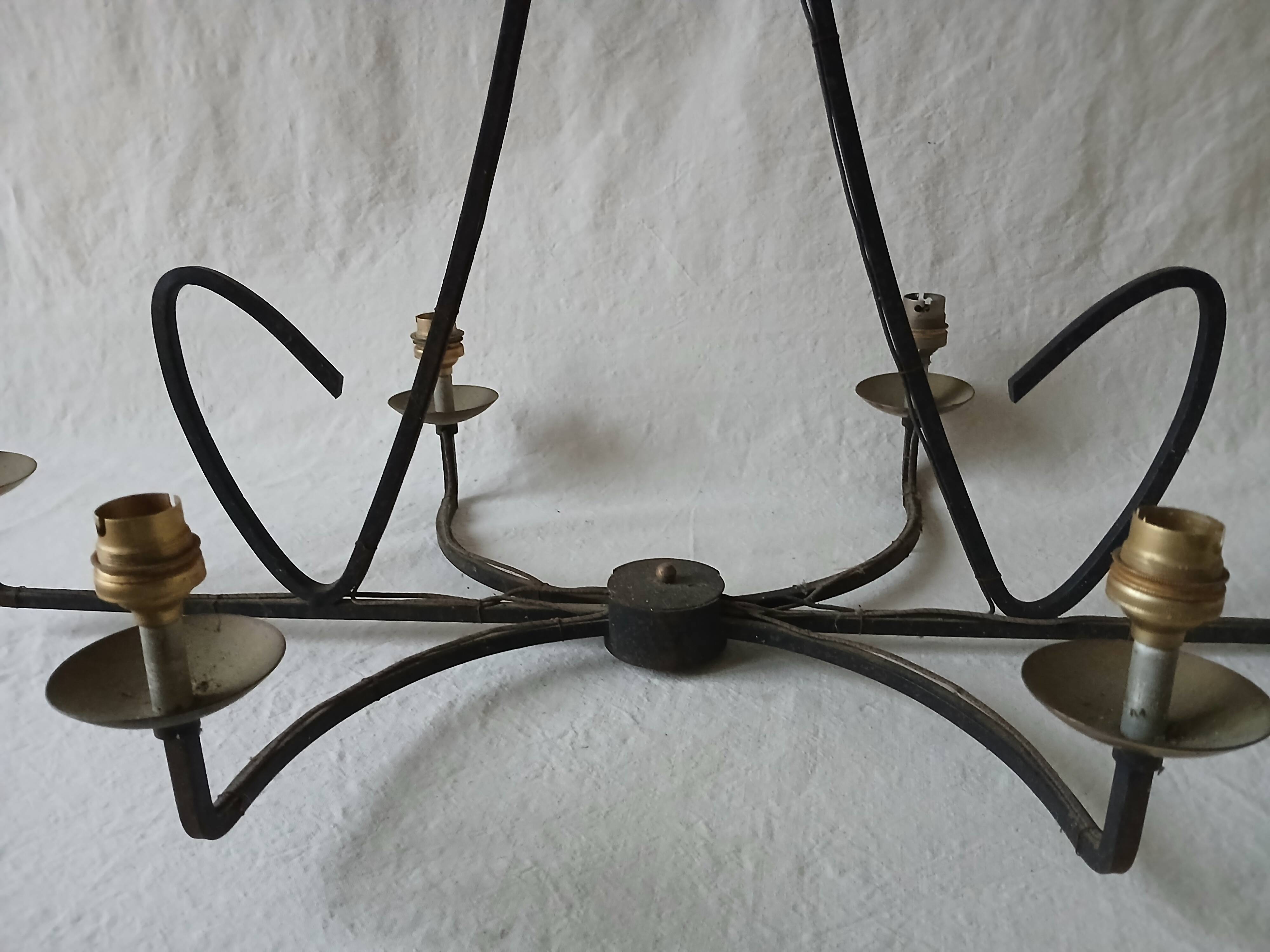 large wrought iron chandelier / 60s