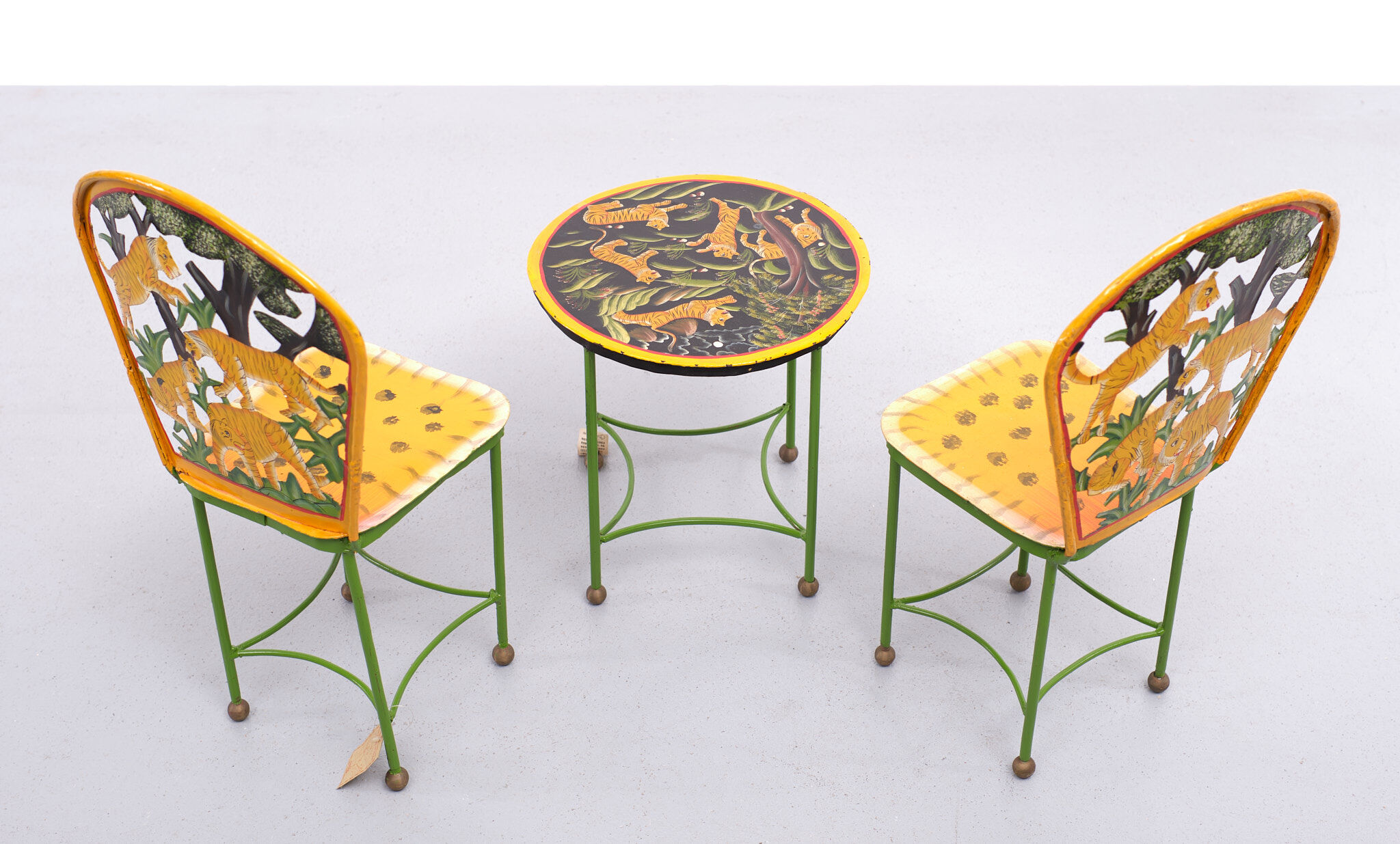 Metal hand painted children set India 1993