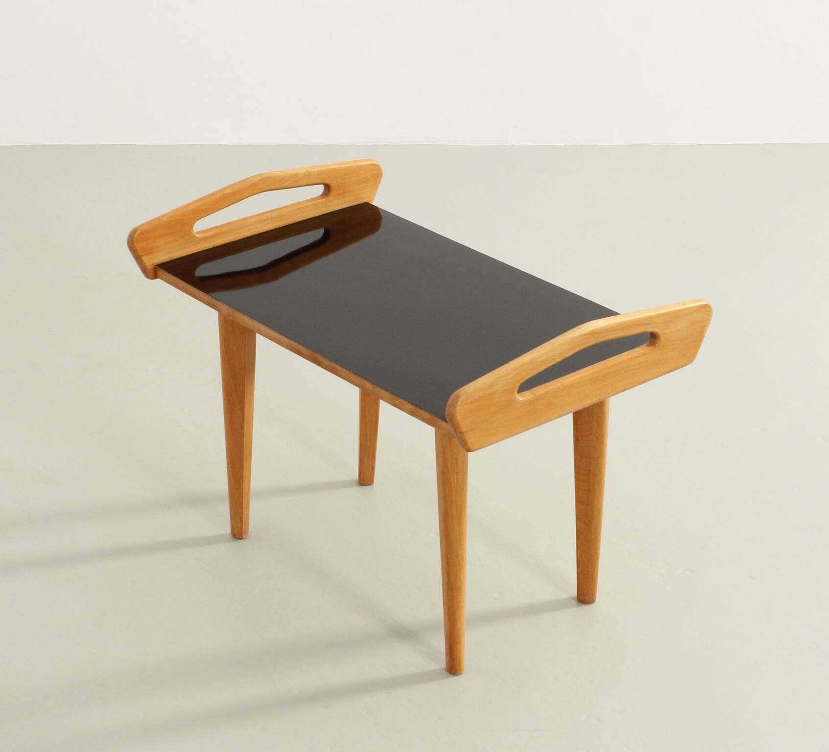 French side table in oak with large handles, 1950s.