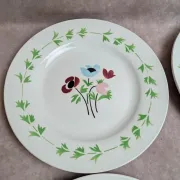 Set of 6 flat plates in ironstone Digoin Sarreguemines – Poupette model – Vintage