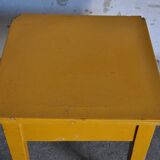 Farm stool painted in yellow ochre made of solid pine - 1940s