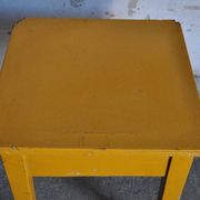 Farm stool painted in yellow ochre made of solid pine - 1940s