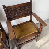 Paire de fauteuils style espagnol bois sculpté 1900