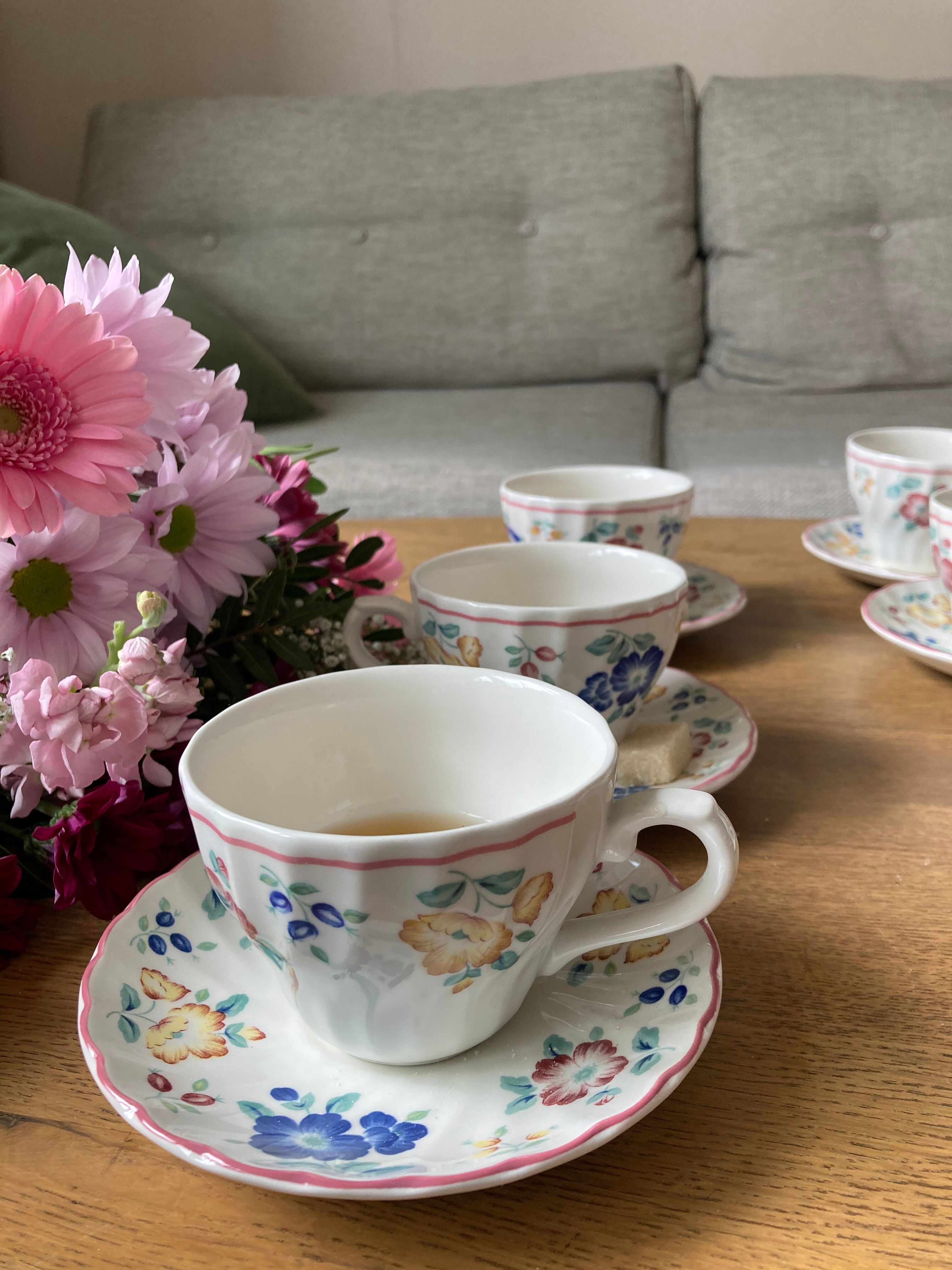 English flower porcelain tea service 6 people