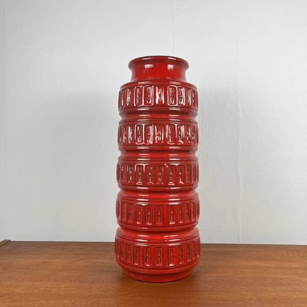 Grand vase en céramique émaillé West Germany rouge