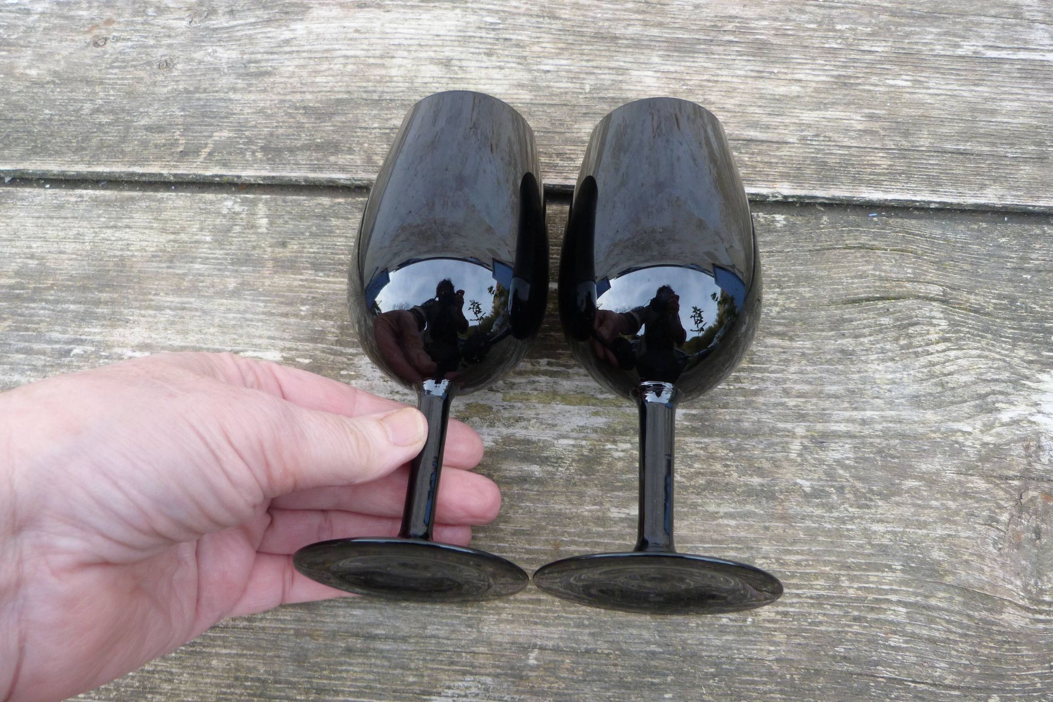 Lot de 2 verres en cristal noir