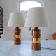 Vintage Bergboms Bitossi table lamps, ceramic with copper glaze, Sweden 1960s.