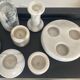 Series of 7 vintage Carrara marble candlesticks