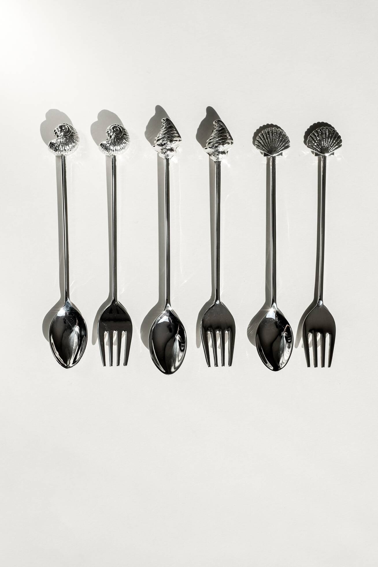 Silver-plated seashell cutlery set