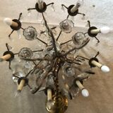 Bagués chandelier bronze and crystal 9 fires 1940
