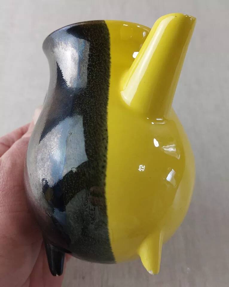 Ancien pot à lait, en céramique bicolore, Luc Lucchesi, de Vallauris