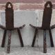 Pair of brutalist tripod stools