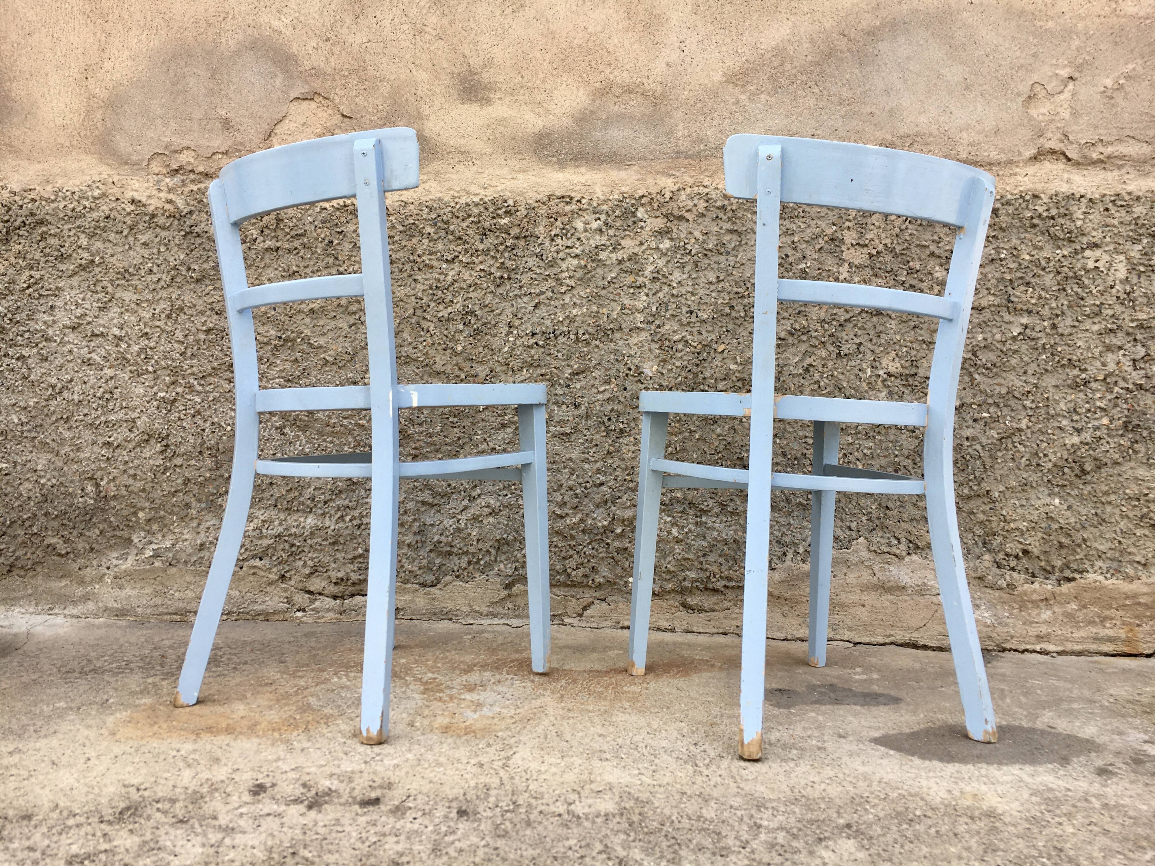 Paire de chaises en bois troquet