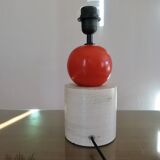 Pair of red and white ceramic lamps from the 80s