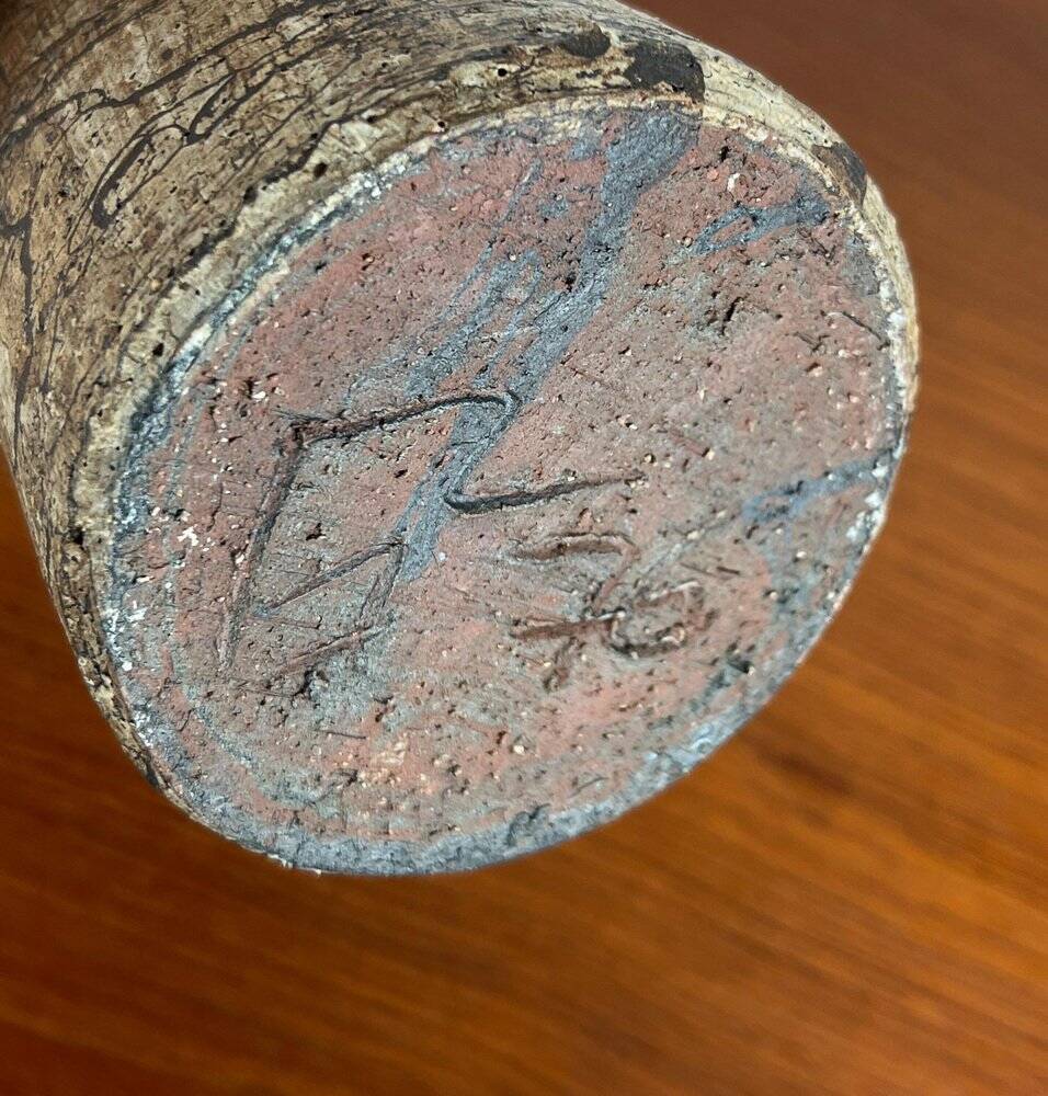 Brutalist vintage studio pottery vase carafe by Gerhard Liebenthron, 1970s.