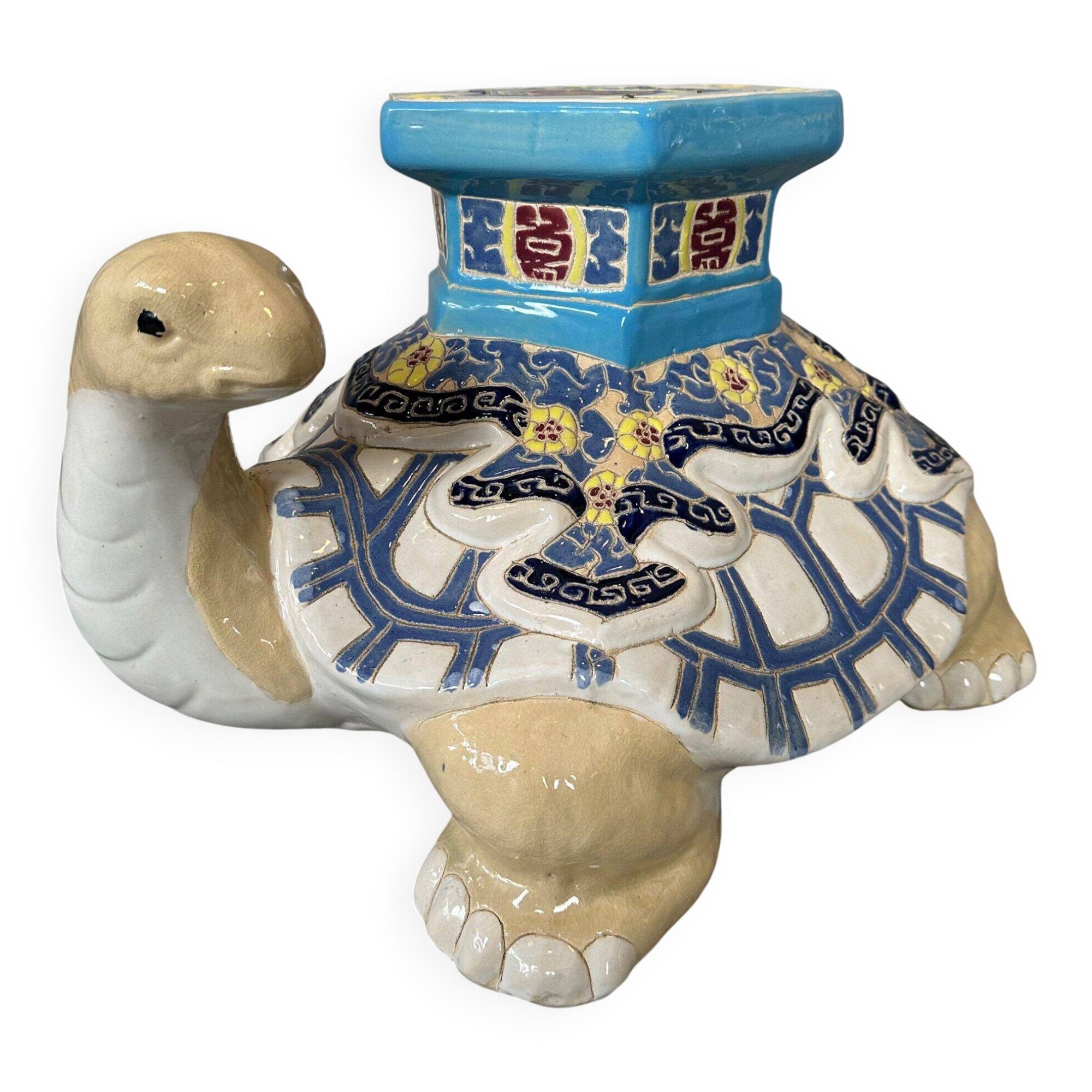 Support de plante en céramique vintage en forme de tortue
