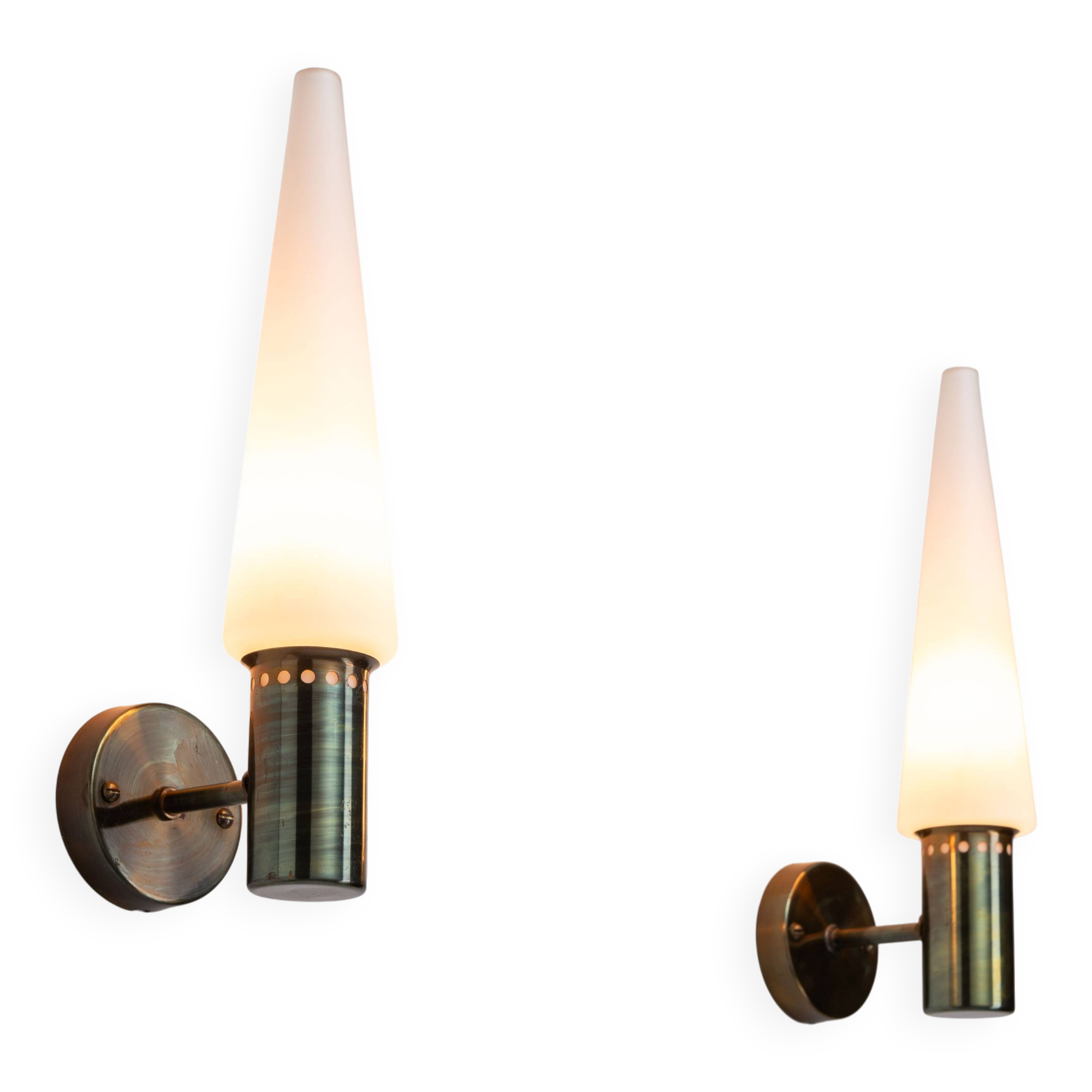 Set of two Hans Agne Jakobsson wall lamps with opal glass shades