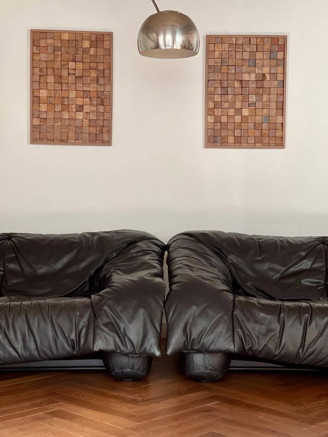 Pair of "Flou flou" Ligne Roset sofas by De Pas, D Urbino, Lomazzi vintage 80s