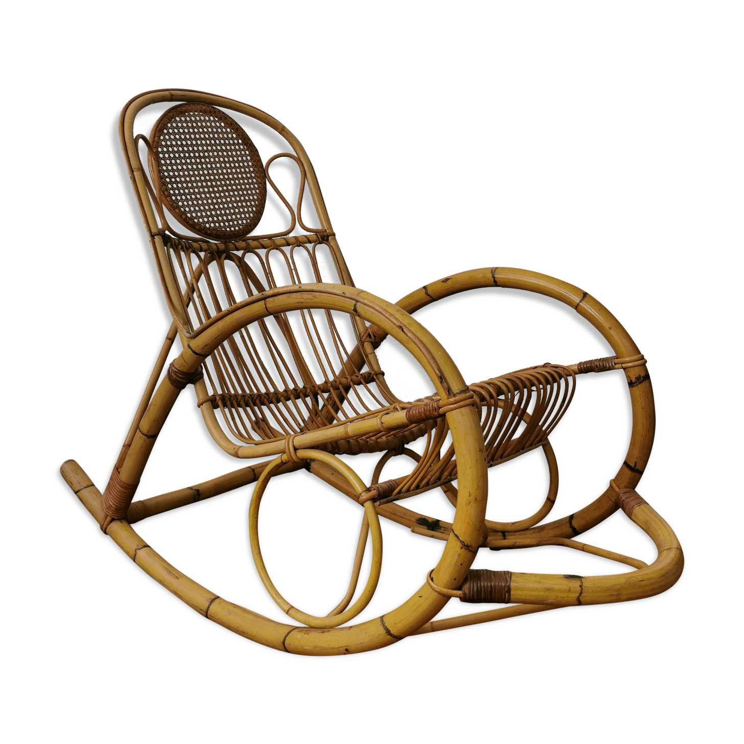 Rocking-chair in balboa and rattan