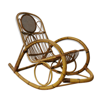 Rocking-chair in balboa and rattan