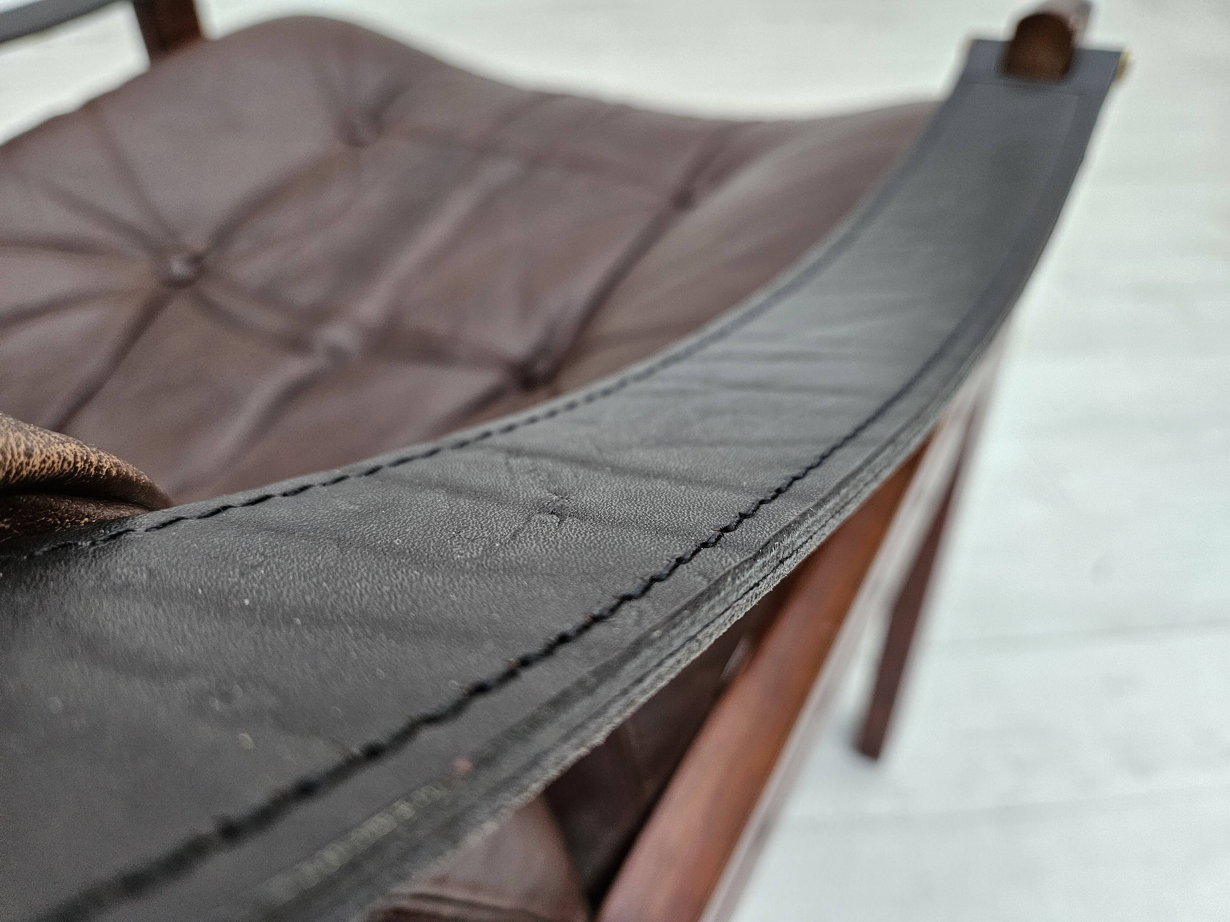 1970s, Norwegian design by Torbjørn Afdal, "Hunter" chair, leather.