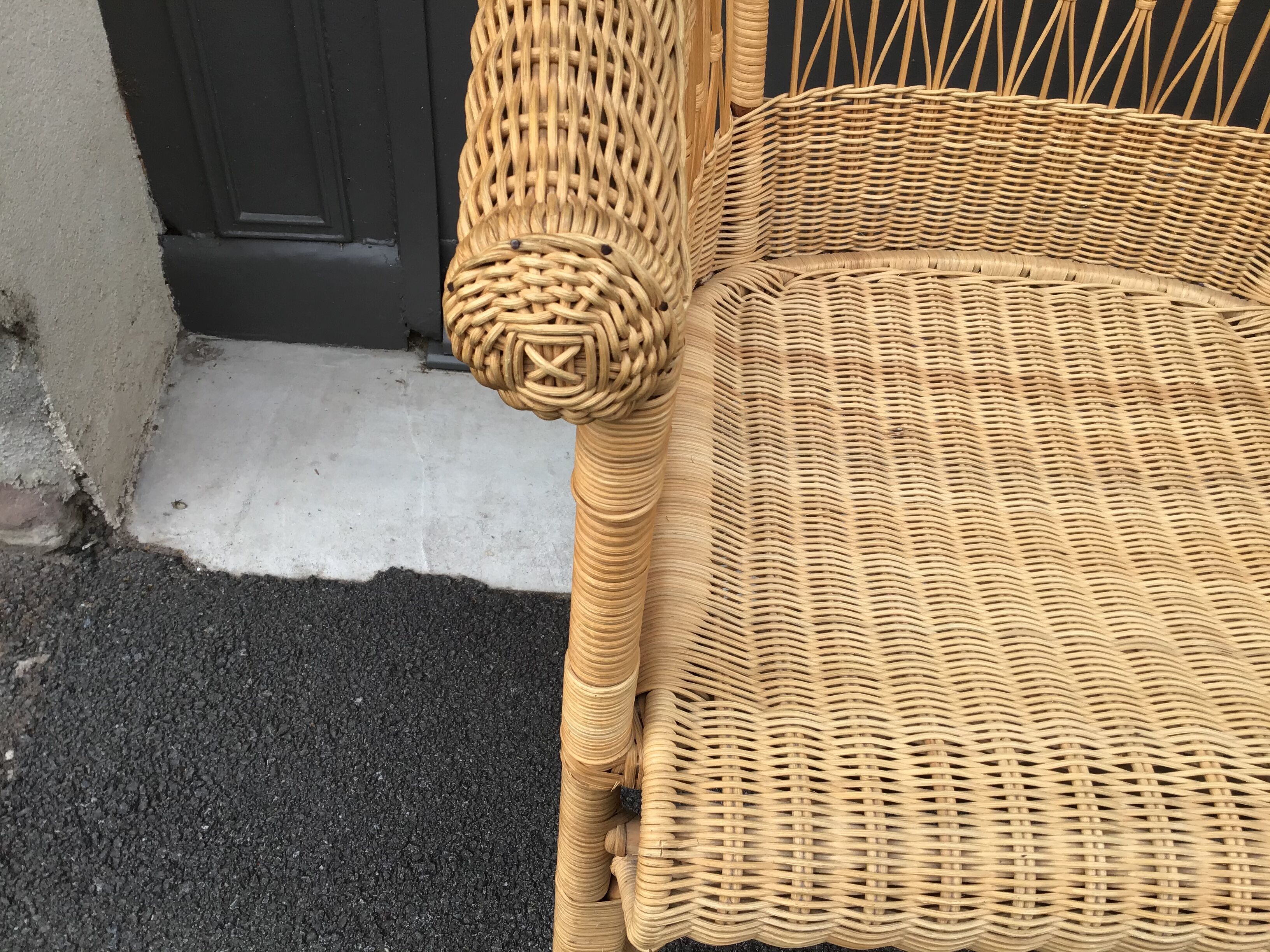 Vintage rattan gondola seat