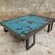 Table basse industrielle acier azur 90 x 110 cm