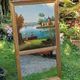 Antique trumeau with romantic decor, oil on canvas, mirror, late 19th and early 20th century