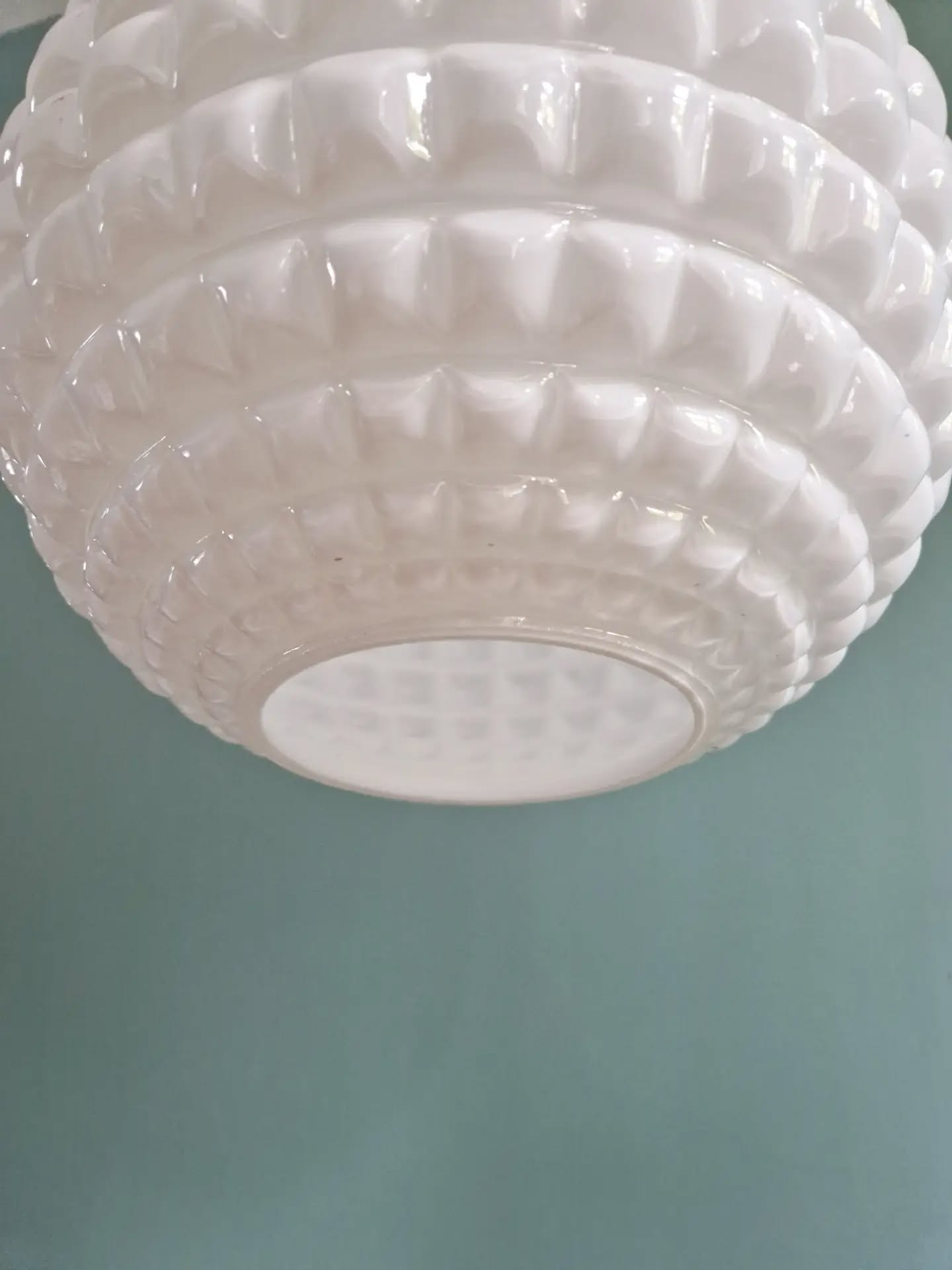 White opaline spherical pendant, Space Age, 1960-70
