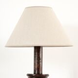 Turned wooden floor lamp
