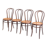 Set of 4 chairs. Bentwood and canning. Vintage. France, 50s