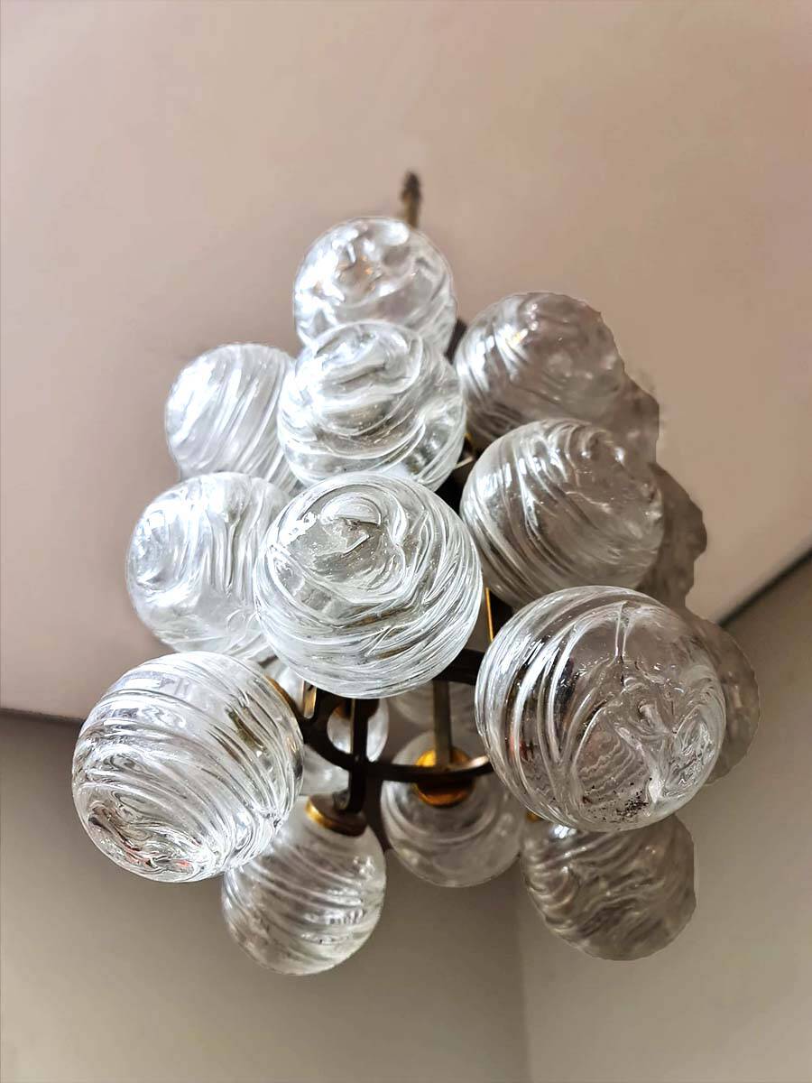 Vintage German sputnik pendant lamp glass snowballs 1970