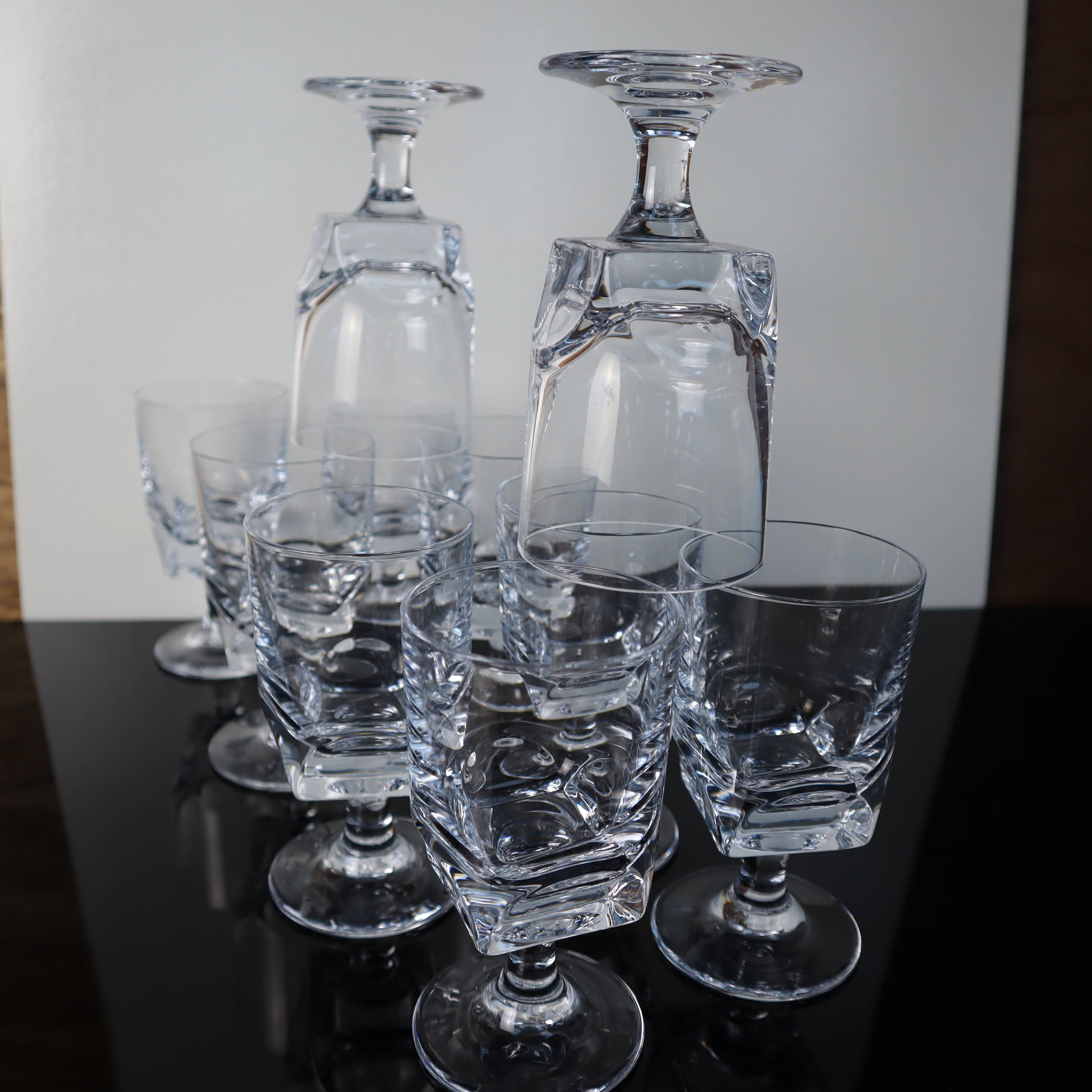 10 Antique red wine glasses in Sèvres Crystal Arezzo model