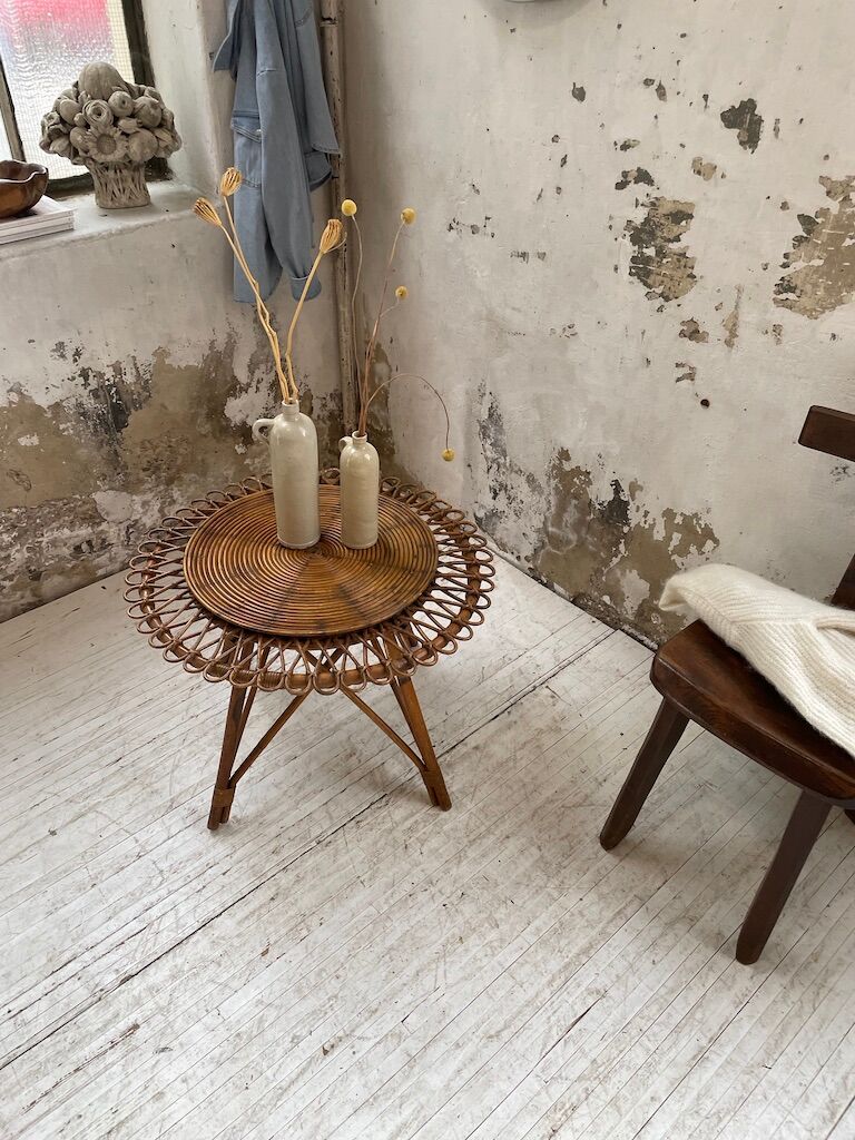 Rattan “sun” coffee table