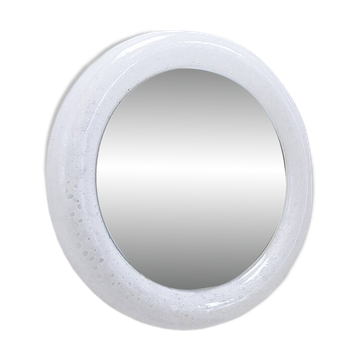 Vintage illuminated mirror in bubbled glass by Limburg - 1970s