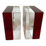 Pair of two-tone plexiglass bookends