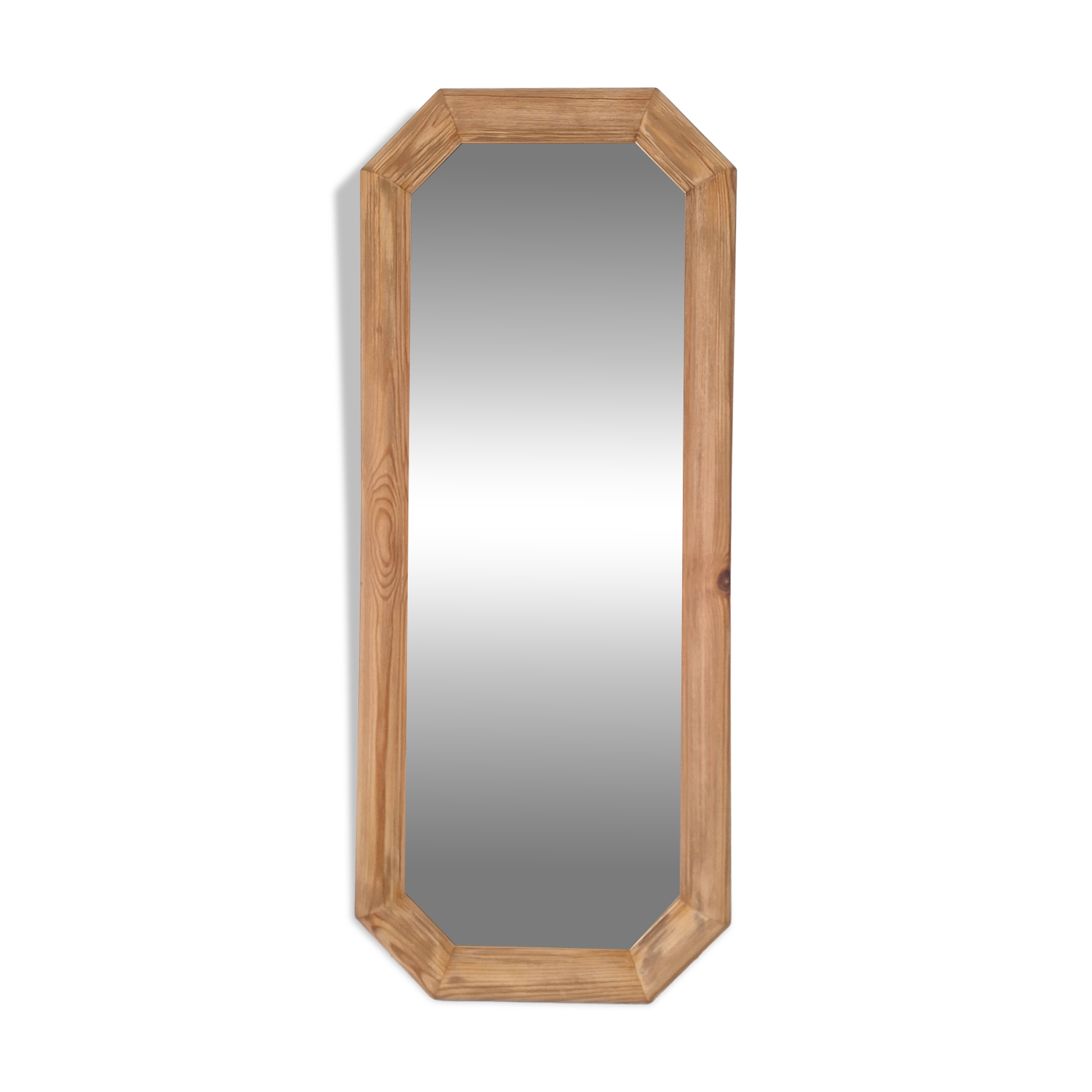 Octagonal solid wood mirror from the 1980s.