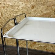 1960s 1970s Serving Cart Dinette Side Table Space Age Design Chrome White
