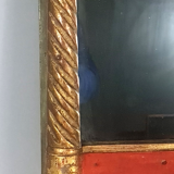 Restoration period mirror 1830 patinated gilded carved wood 48x33 cm