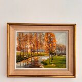 Oil on hardboard, landscape signed Pierre Douet
