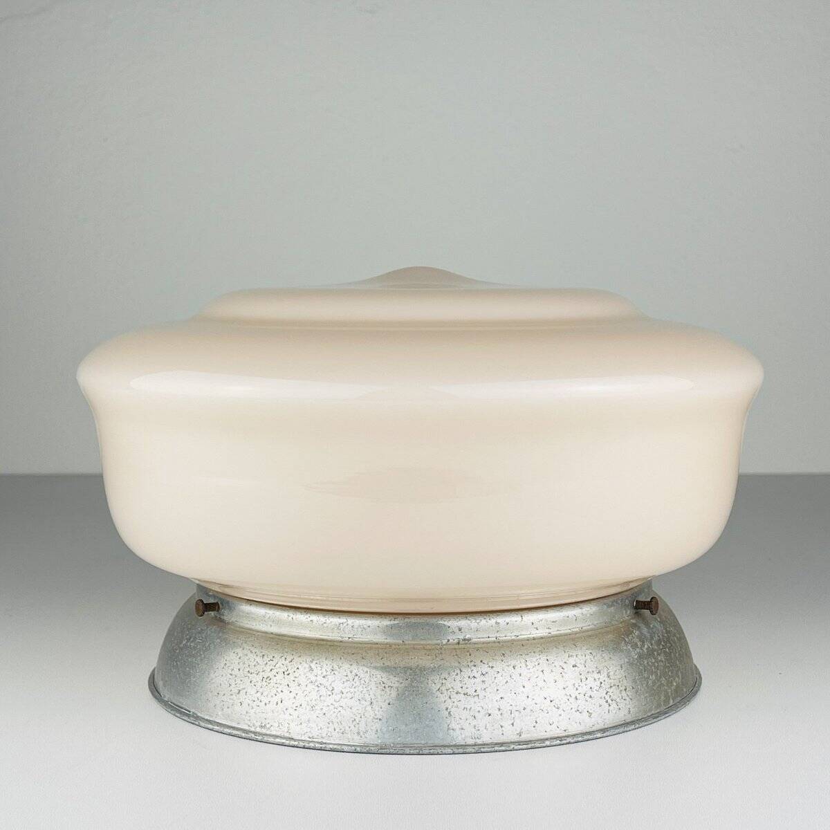 Vintage pink glass ceiling lamp, Italy, 1950s