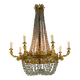 Empire style lustre with pearl beads in gilded bronze, circa 1880.