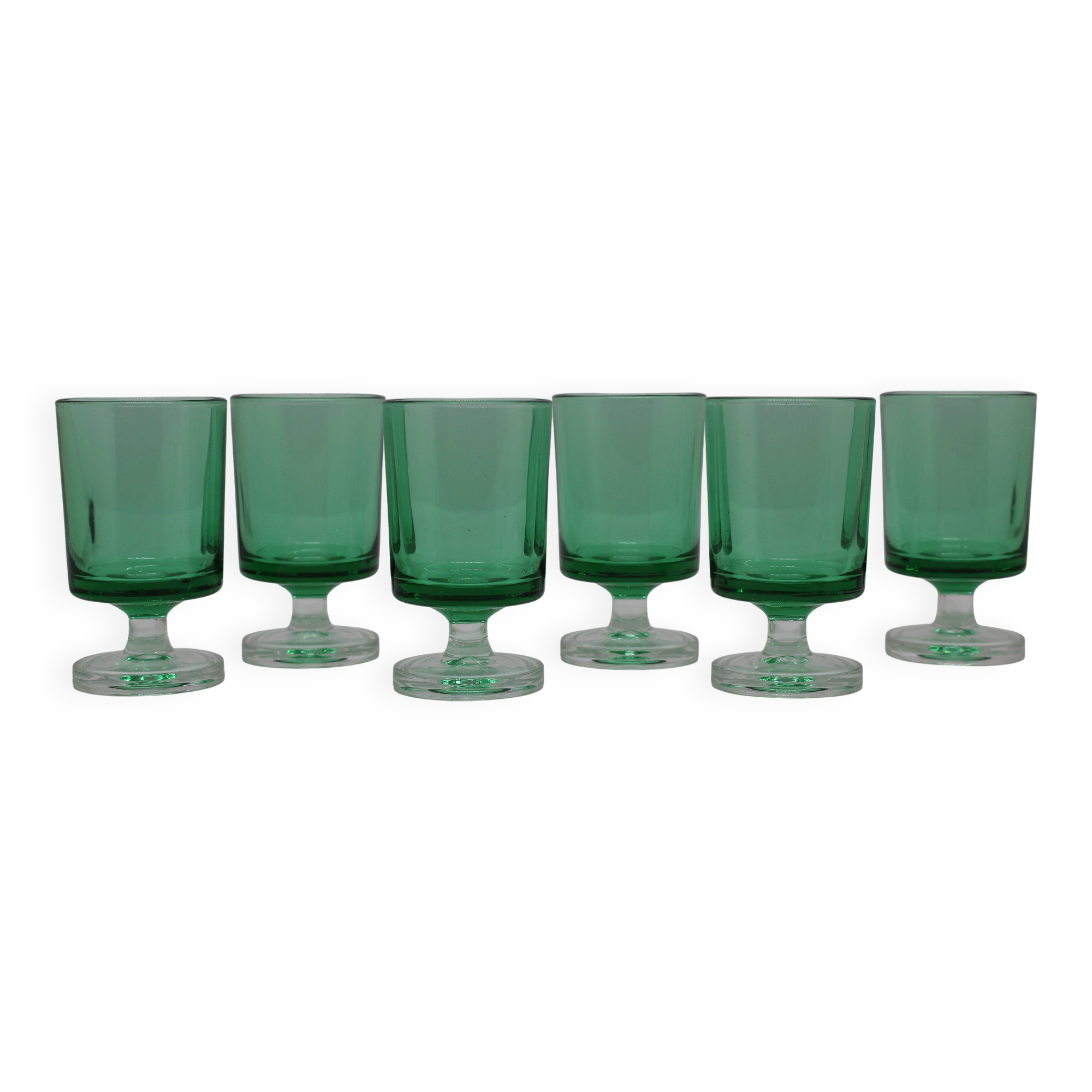Set of 6 Luminarc green liqueur glasses