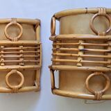 Pair of vintage bamboo sconces