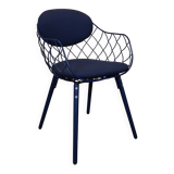 Magis Piña blue chair with metal frame and padded seat
