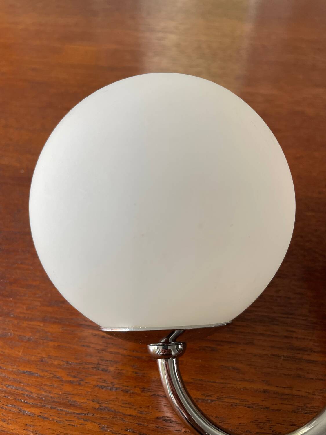 Chrome metal wall light and opaline ball