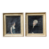 Pair of portraits, man, woman, early 19th century
