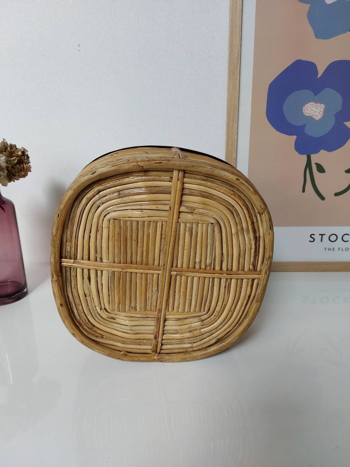 Rattan and brass basket 1970