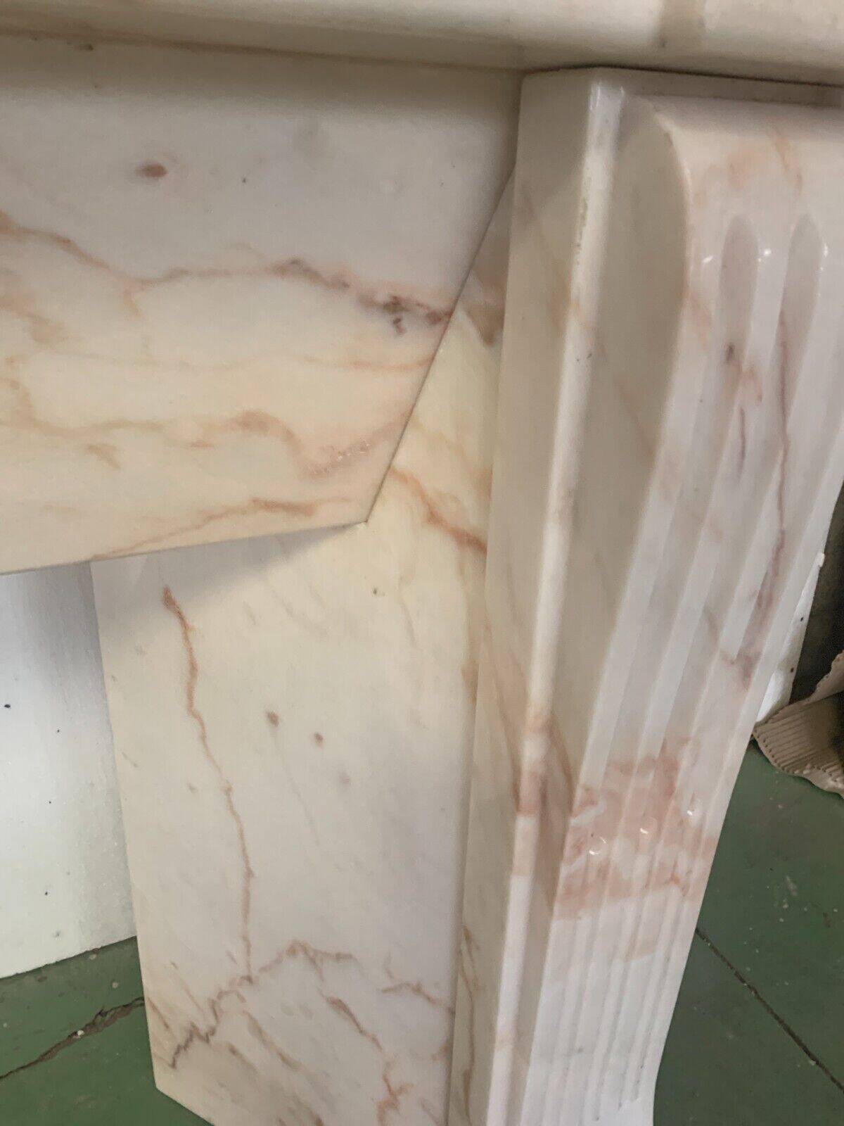 Louis XVI Style Fireplace In Pink Veined Marble XX Century